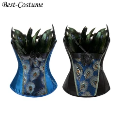 Peacock Costume Women Corset Sexy Top Blue Black Sequined Embroidery Peacock Princess Corset Costume