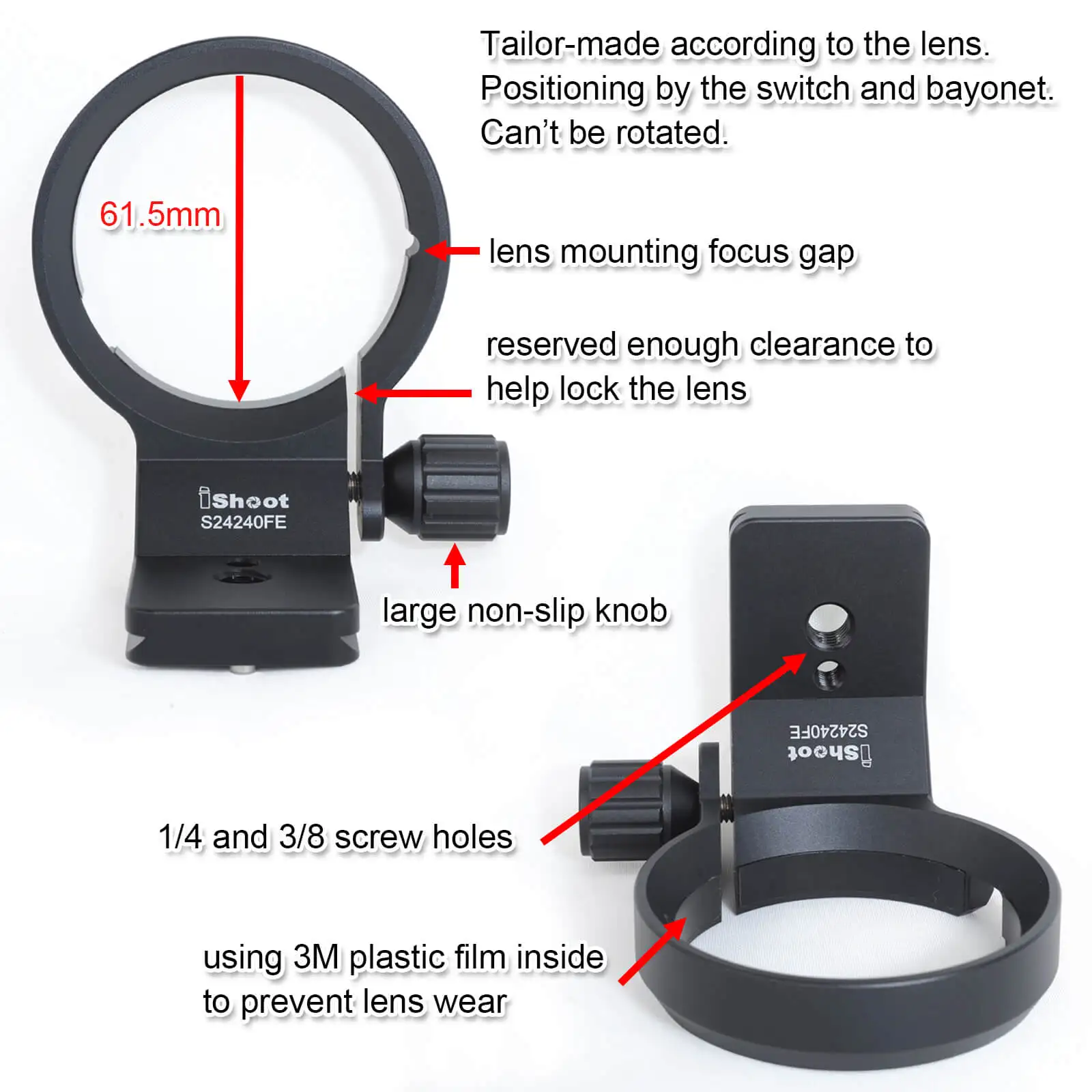 Tripod Mount Collar Ring with Quick Release Plate for Sony FE 85mm F1.4 GM, FE 90mm F2.8 Macro G OSS, FE 50mm f/2.8 Macro