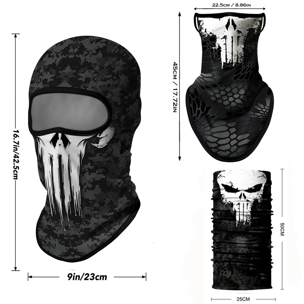 Punisher Half Mask Bandana Balaclava Venom Neck Gaiter Cycling Face Shield Hiking Scarf Ski Mask Headband Pasamontanas Women Men