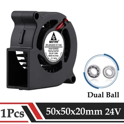 1Pcs Gdstime  DC 24V 50x50x20mm 5020 Turbine Blower Fan 50mmx20mm Dual Ball Bearing Brushless Radial Radiator Fan