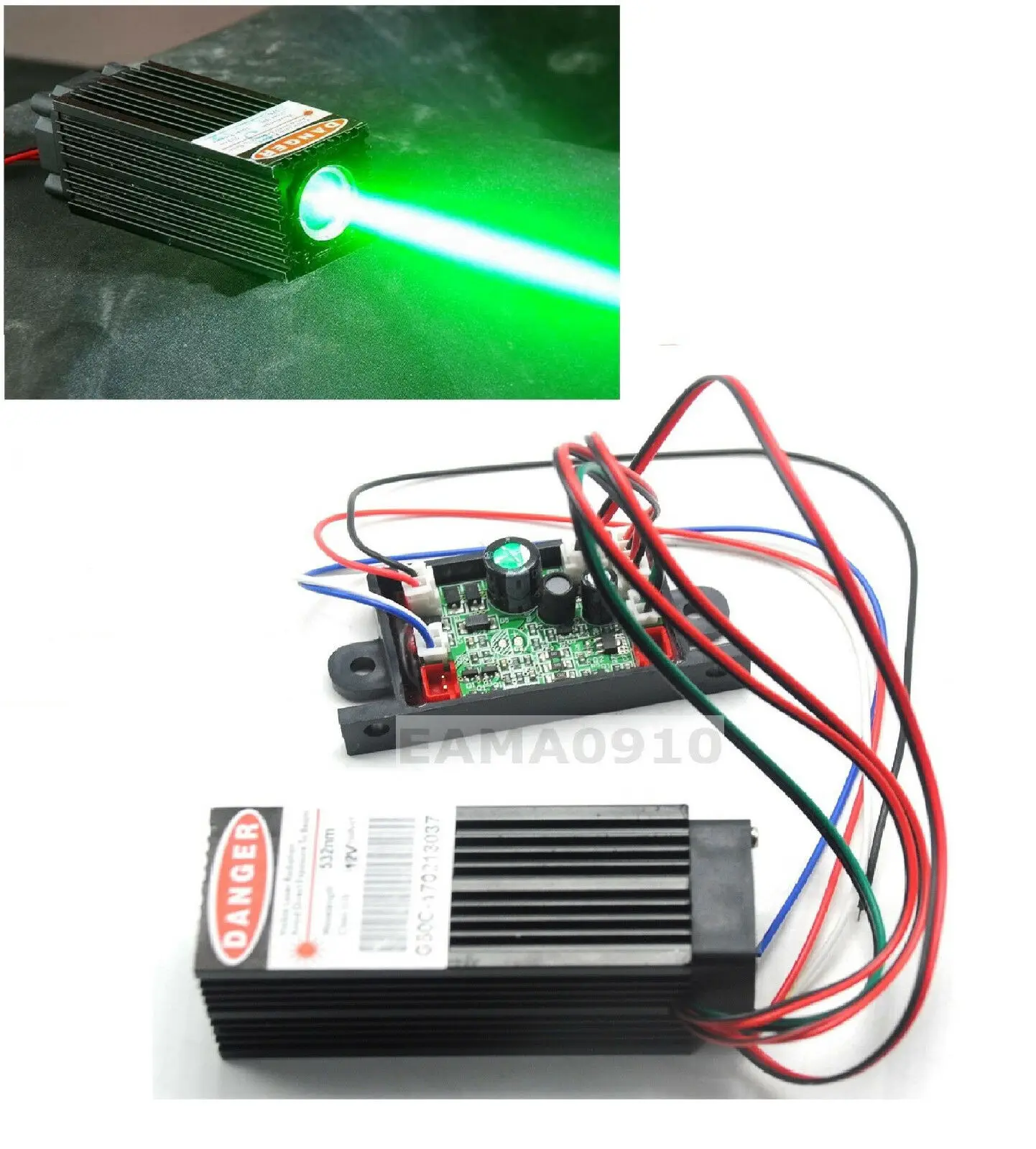 532nm 60mW Green Laser Dot Module w/TTL 12V Fat Beam Bar Stage Lights