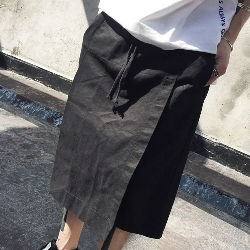 Men\'s trousers summer new irregular loose shorts culottes men\'s casual pants kimono plus seven minute pants Yamamoto style