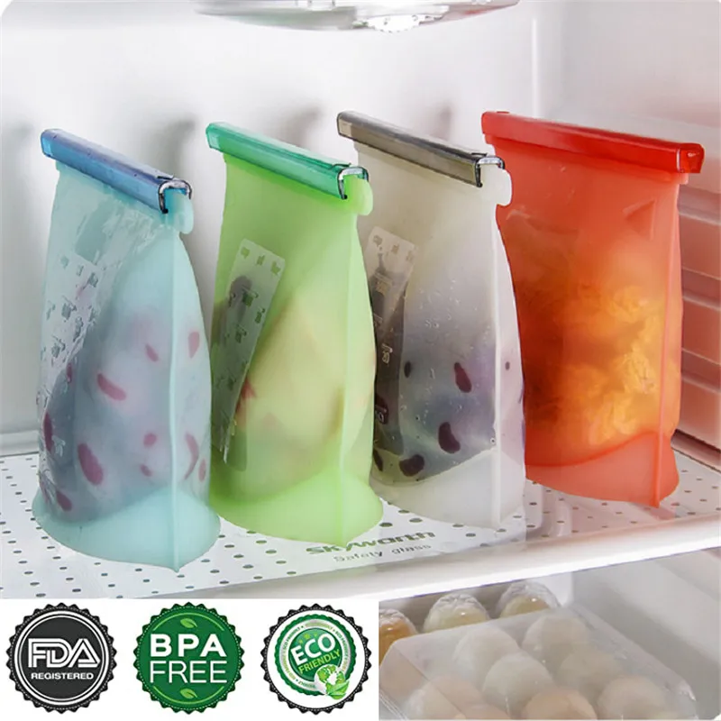 IDEATECH 9 Pezzi Sacchetti Freezer Riutilizzabili, Sacchetti per Alimenti in Silicone, Riutilizzabili Con Zip Sacchetti per Alimenti per Frutta, Verdura, Carne