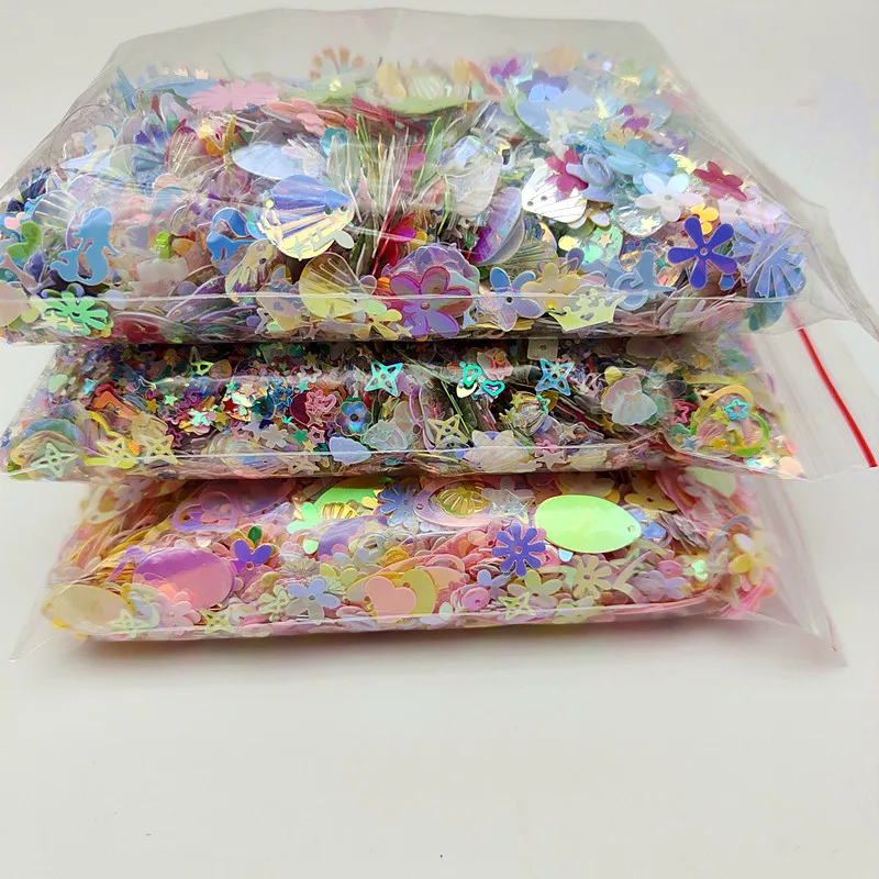 10/20g Color Mixed Bulk Sequined Small Shells Cross Star Heart Five-leaf Flower Mermaid Crafts Ornaments DIY Accessories 2-10mm