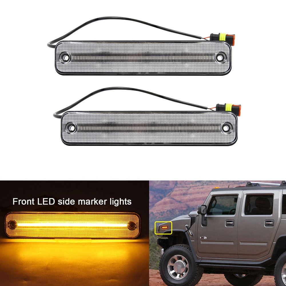 

2pcs Front Amber Led Side Marker Light for Hummer H2 2003 2004 2005 2006 2007 2008 2009 Led Fender turn Signal Lamp