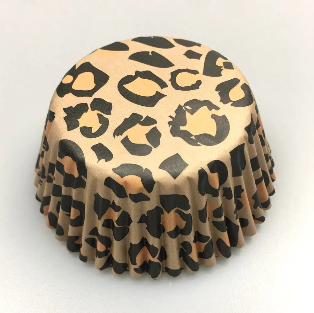 

100x brown zebra leopard cow camouflage Wedding Christmas Cupcake Liner muffin cup cake baking mold case 4 birthday party cake