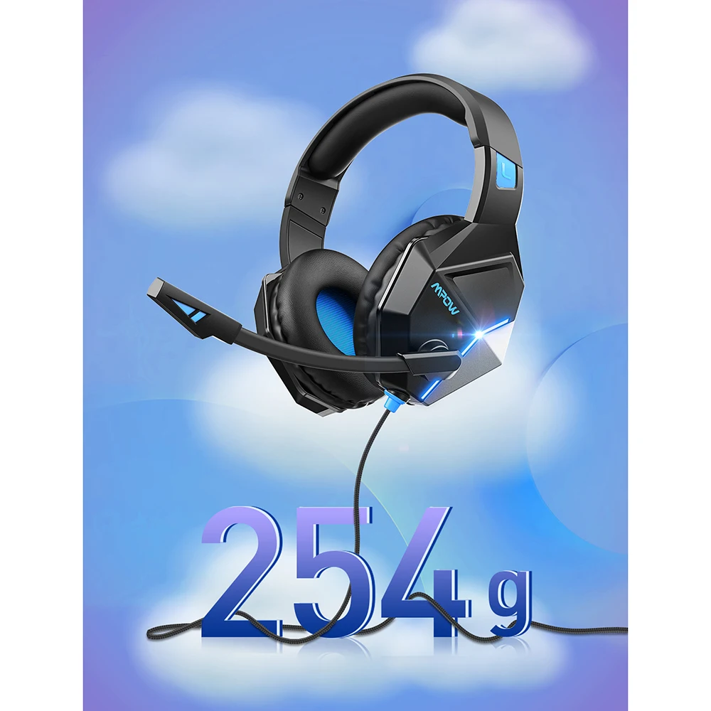 Mpow-سماعة رأس سلكية للألعاب ، سماعة رأس سلكية لألعاب الكمبيوتر ، مع إلغاء الضوضاء ، ميكروفون ، صوت محيط ، لجهاز PS4 ، Xbox One ، وحدة تحكم Switch