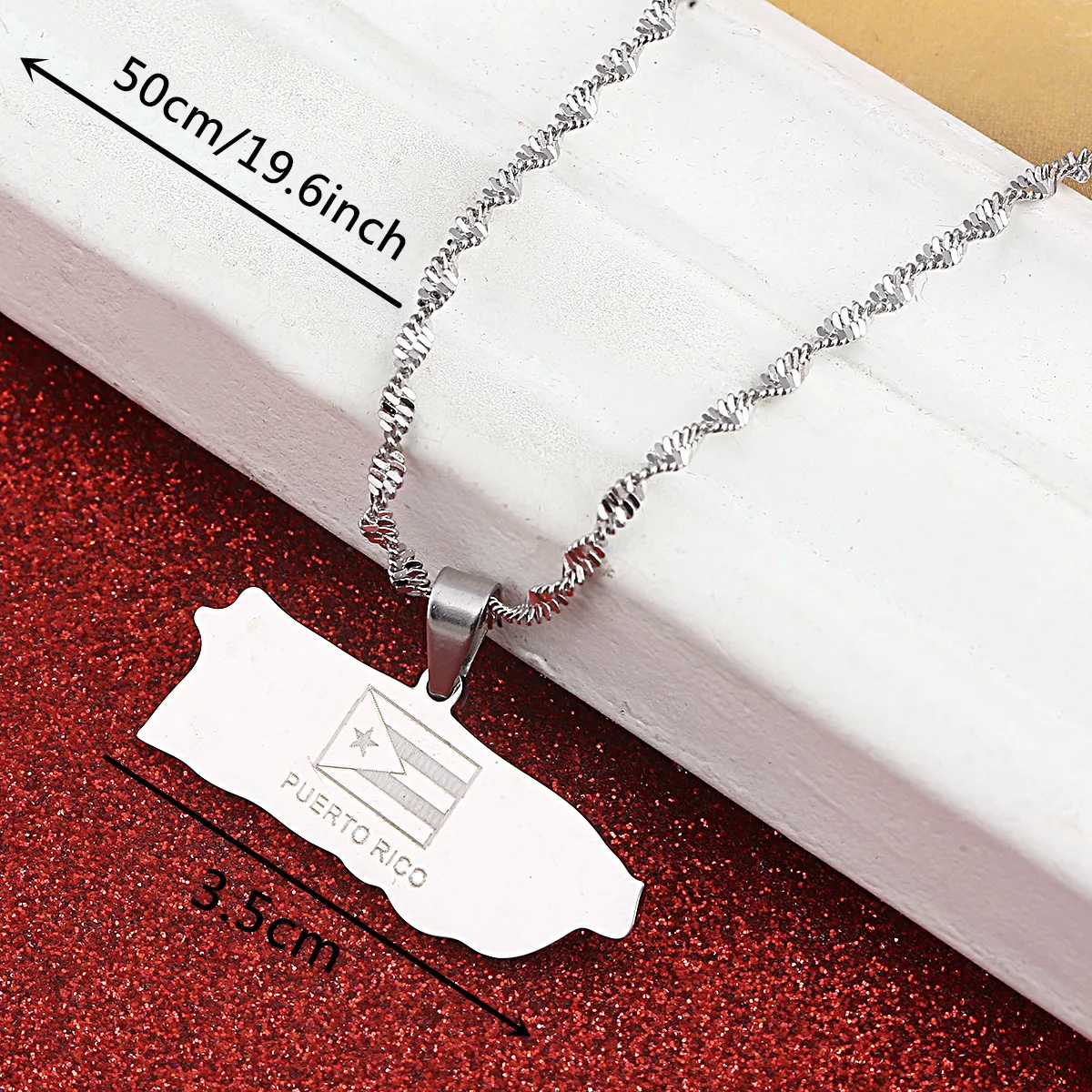 Stainless Steel Silver Color Puerto Rico Map Pendant Necklaces Puerto Ricans Charm Jewelry