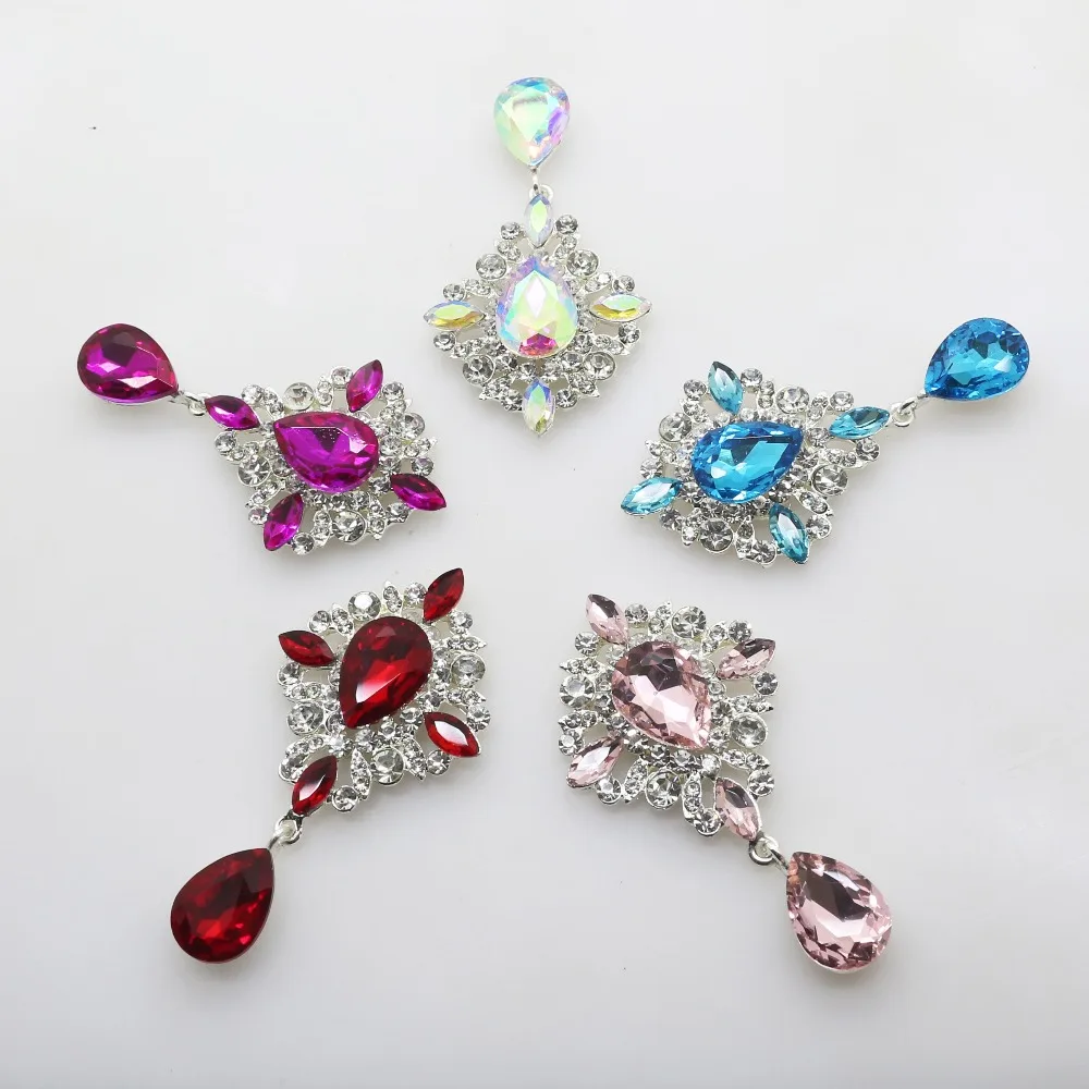 5pcs 38*65mm exquisite shiny alloy brooch accessories crystal jewelry gift box wedding invitation creative sewing decoration