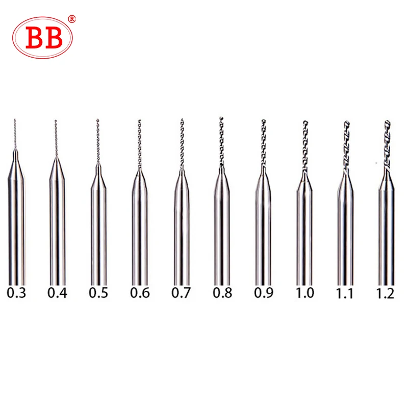 BB Micro Solid Carbide Drill Bit Precision Mini CNC Hole Making 0.15mm to 2.9mm Shank Diameter 3mm 1pcs Metal Steel Plastic