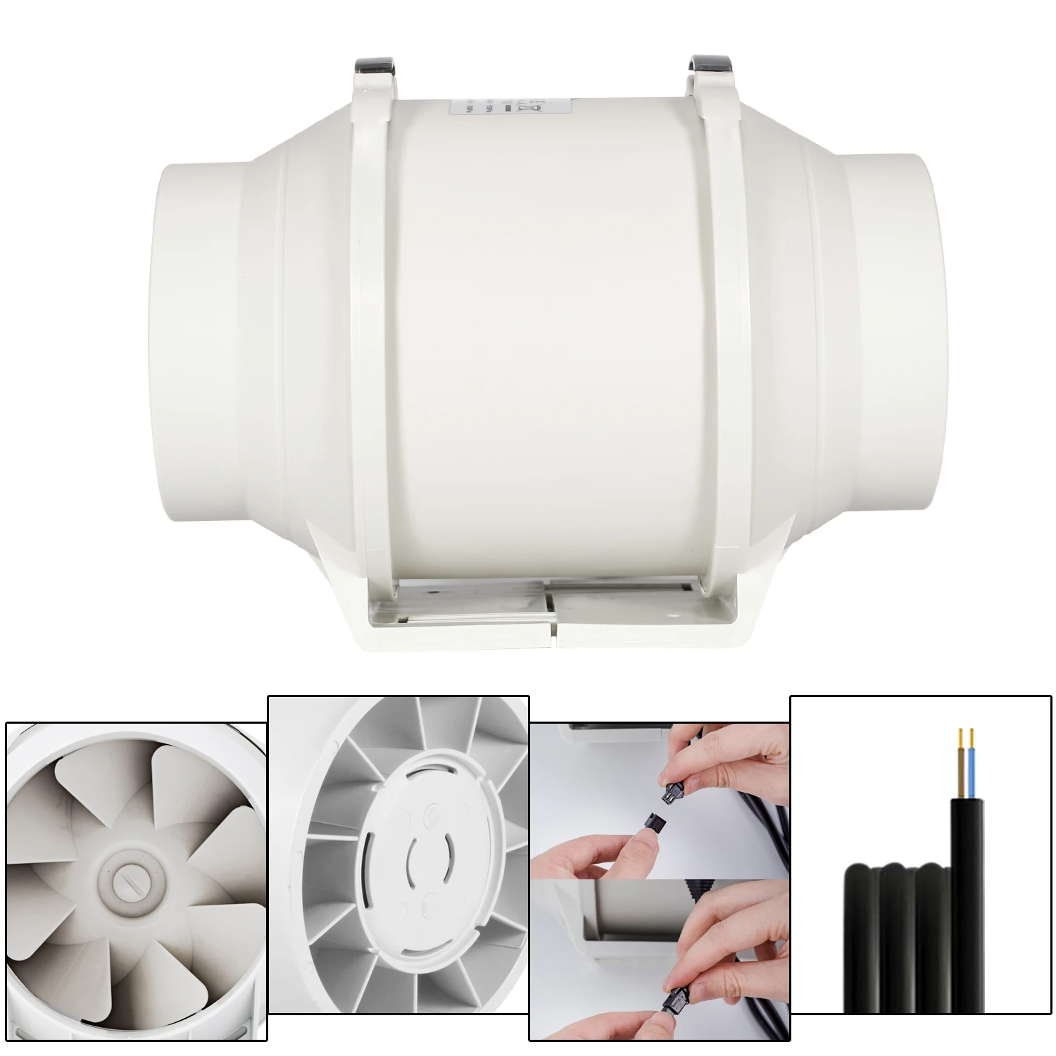 Hon&Guan 5 Inch Timer Extractor Ventilator Inline Duct Fan with Smart Switch Controller Air Exhaust Ventilation 220V HF-125PMZC