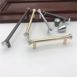 KK&FING Luxury Diamond Crystal Handles Bright Gold Zinc Alloy Kitchen Cabinet Door Handles Drawer Pulls Knobs Furniture Hardware