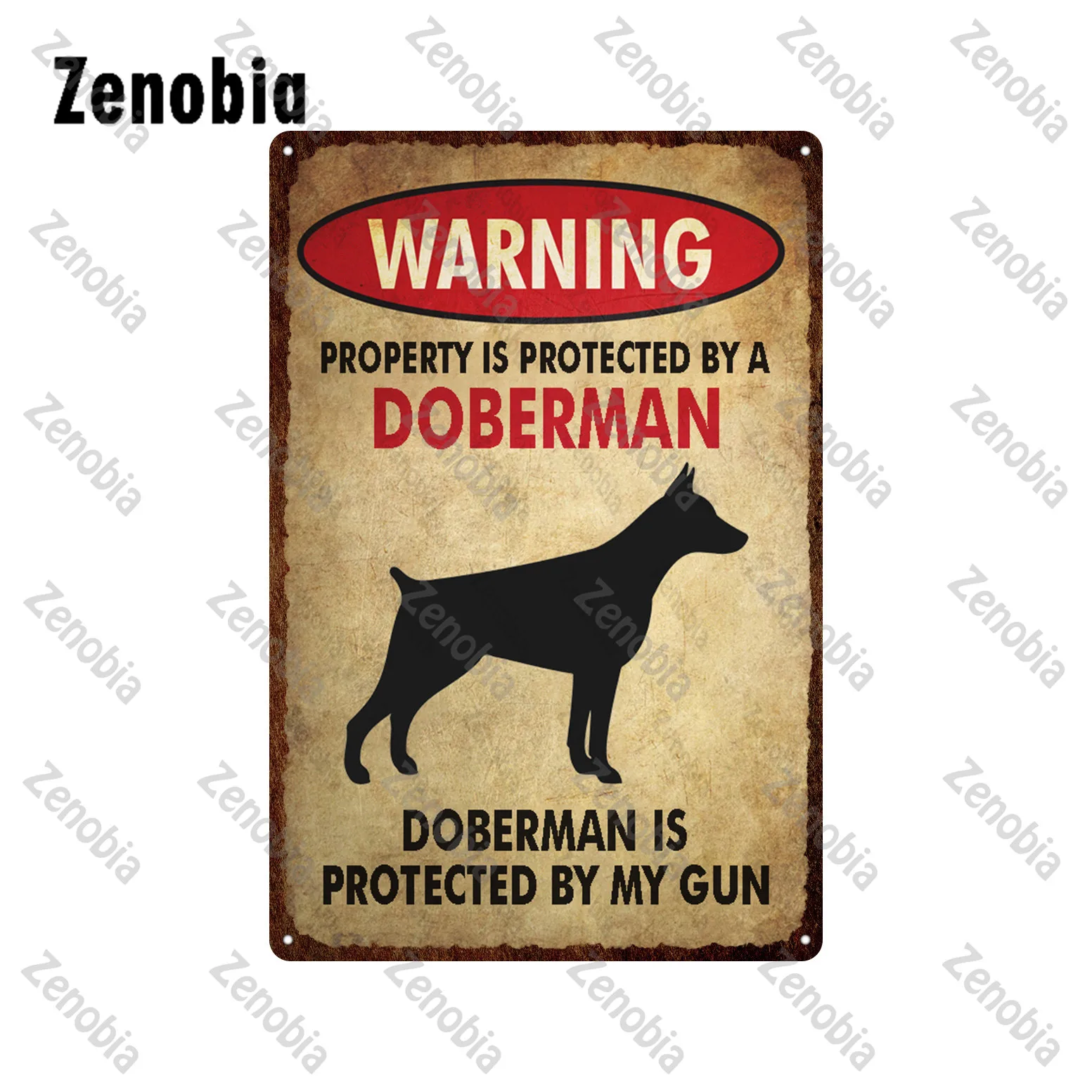 Dog Warning Metal Sign Animals Metal Poster Property Is Protected By An Rottweiler Retro Tin Signs Zoo House Man Cave Wall Decor