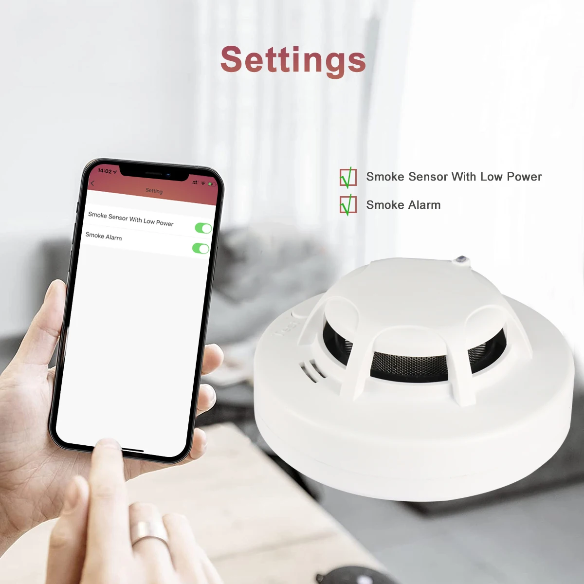 WiFi Smoke Detector Alarm System Smokehouse Firefighters Smoke Sensor for Home Fire Protection Tuya Smart Life APP