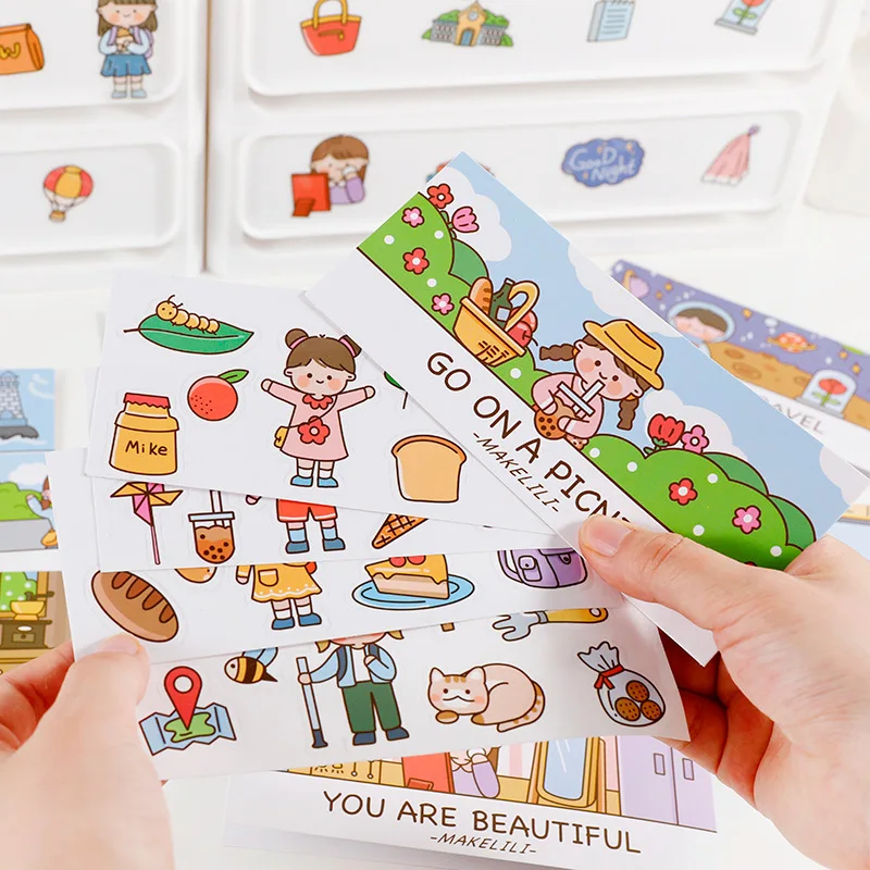 4 pcs/lot cute Girl's Life Record Series Decorative Stationery Stickers kawaii Cartoons Scrapbooking DIY Diary Album Stick Lable