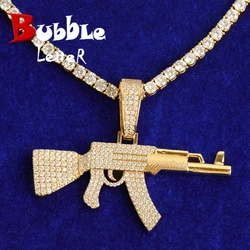 Gun Pendant Iced Out Real Gold Plated Jewelry for Men Hip Hop Jewelry