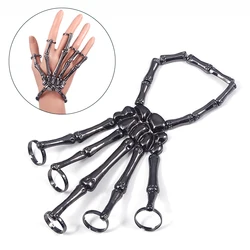 Steam Punk Bracelet For Men Women Gothic Hand Skull Skeleton Bone Hand Finger Flexible Couple Bracelet Christmas Halloween Gift