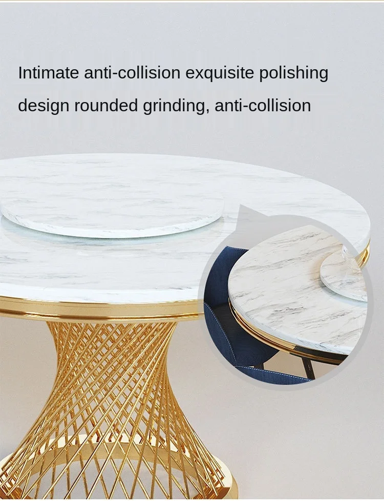 Postmodern light luxury round  dining table simple creative stainless steel dining table