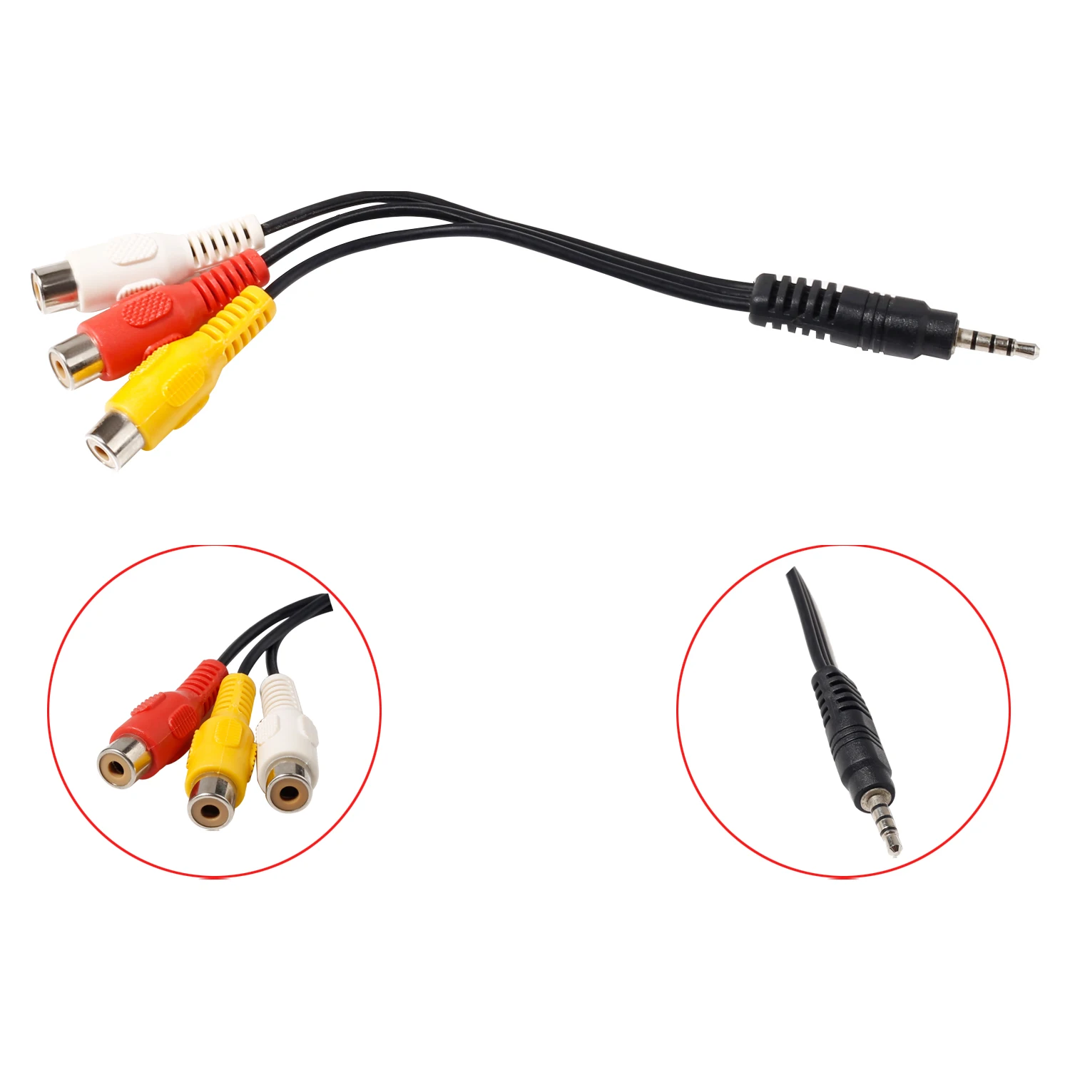 Переходник 3,5 мм Aux (штекер) стерео/3 RCA (гнездо) аудио/видео AV для высокопроизводительного воспроизведения видео и аудио