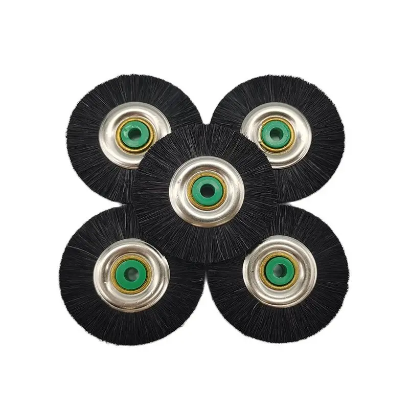 5Pcs Dental Laboratory Materials Latch Polishing Brush Wheel Rotary Tools Lab Black Bristle Hair Buff 48mm Micro Motor Dentistry