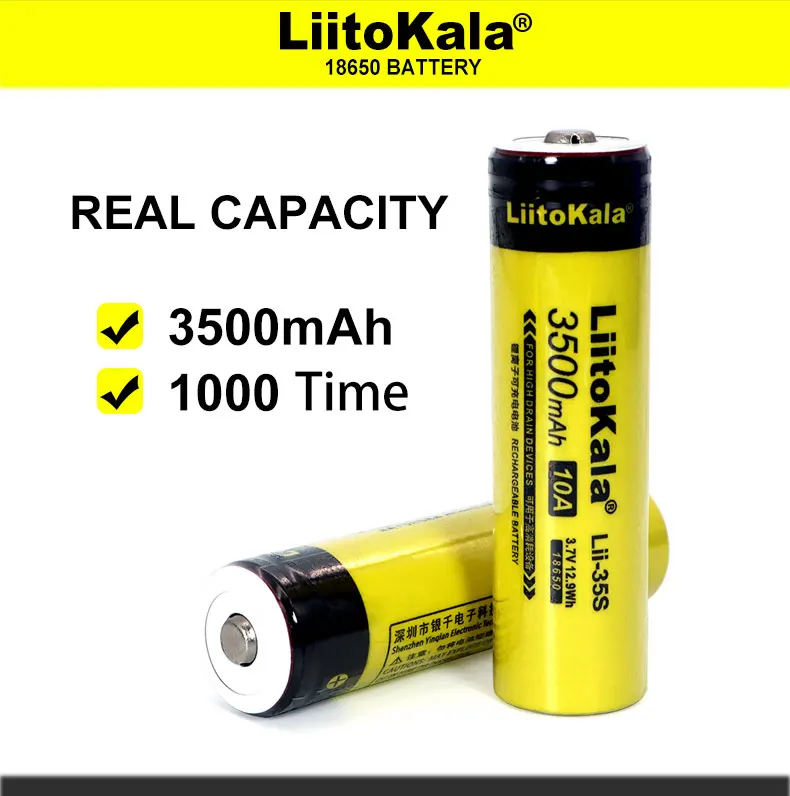 1-10PCS. New LiitoKala Lii-35S 18650 Battery3.7V Li-ion 3500mAh lithium battery 3.5A For high drain devices.+DIY pointed