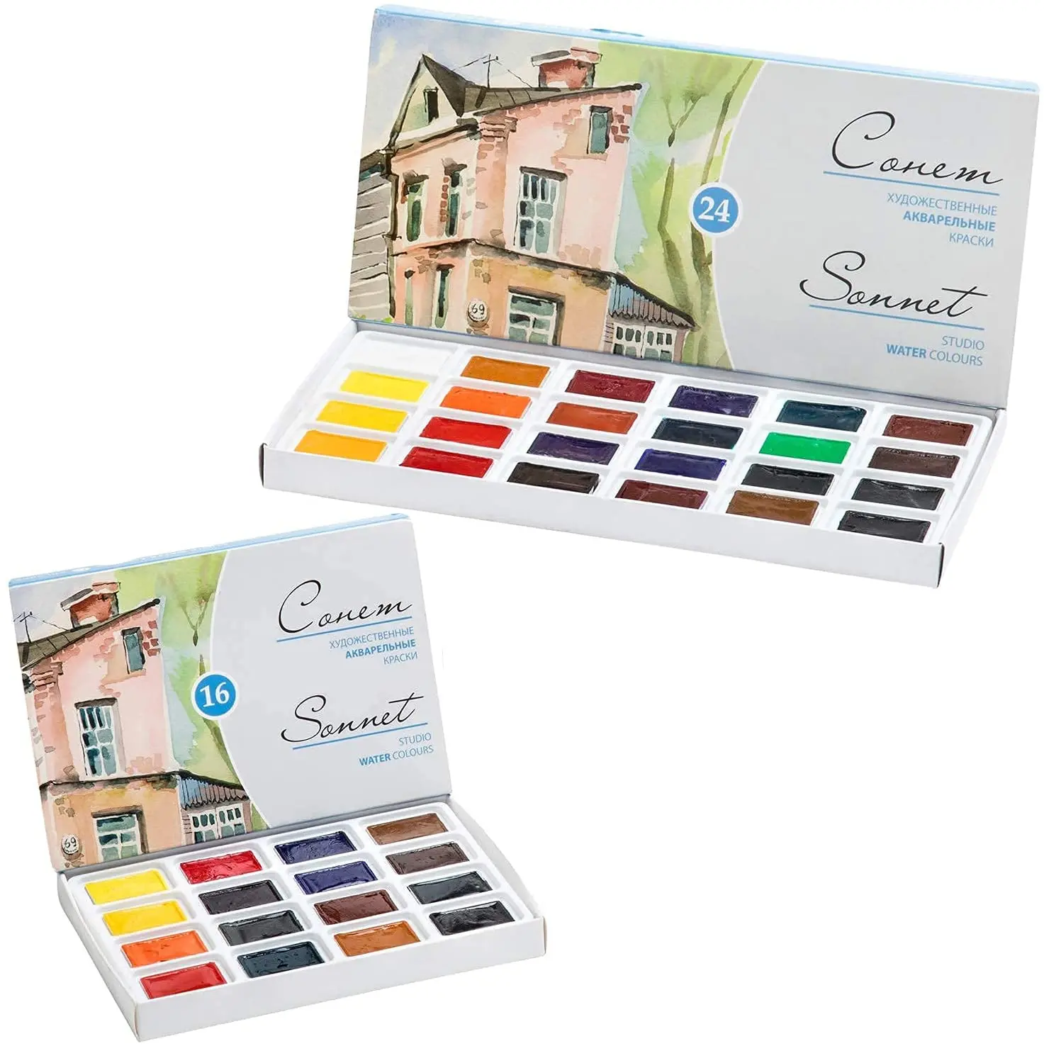 Russisches Aquarellfarben-Set „White Nights Artists Grade 12/24/36“, volle Pfannen für Profis, Anfänger und Enthusiasten – Detail 6