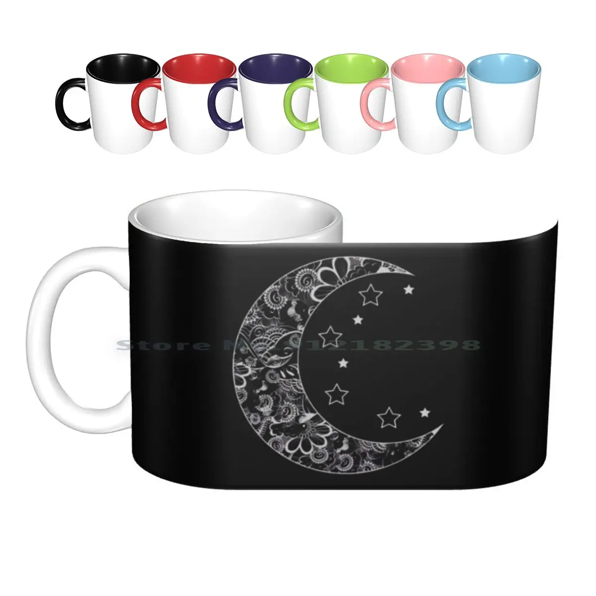 Luna Botanica Ceramic Mugs Coffee Cups Milk Tea Mug Moon Luna Flowers Flower Plant Plants Witch Wicca Spirit Spiritual Botanica