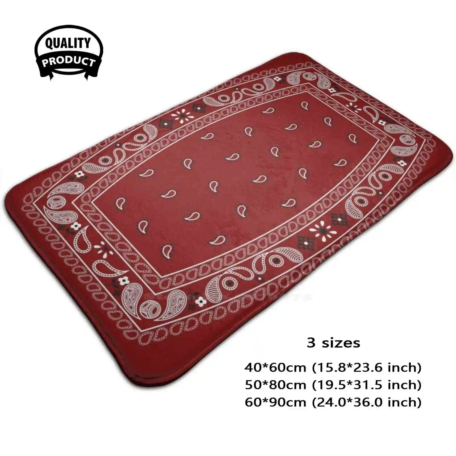 Bandana | Paisley Pattern Soft Cushion Home Carpet Door Mat Car Rug Bandana Paisley Pattern Colors Cowboy Retro Floral Jaunty