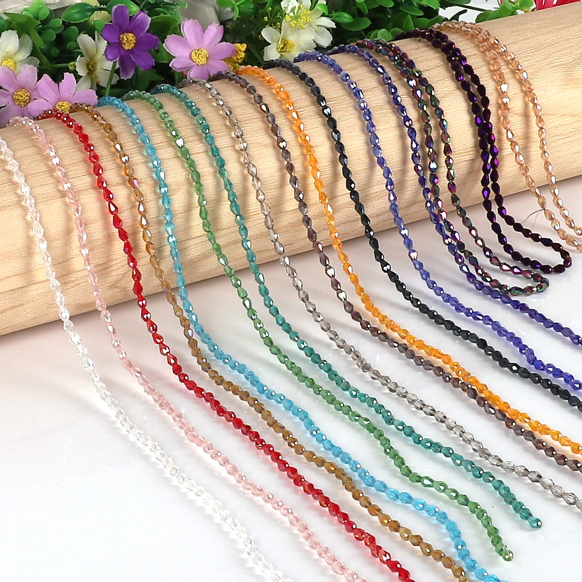 90Pcs/String Crystal Glass 3x5mm Drop Water Shape Shinning AB Colors Loose Beads for Jewelry Women Making Accessories