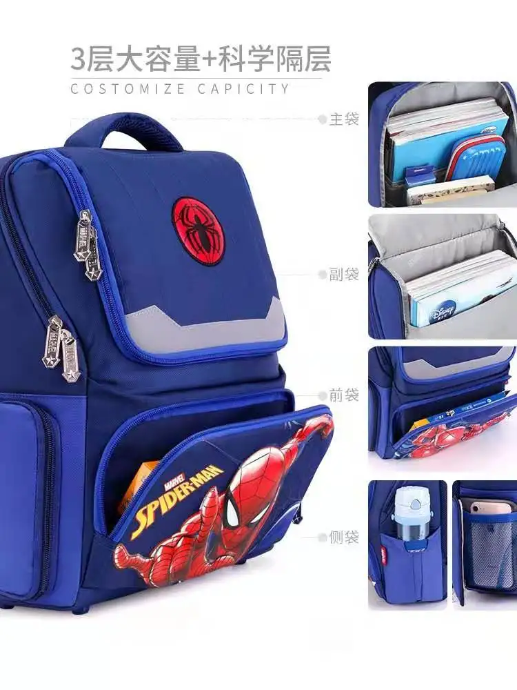 Disney New School Bags For Boys Captain America Iron Spider Primary Student Shoulder Backpack Orthopedic Boys Gifts Mochilar