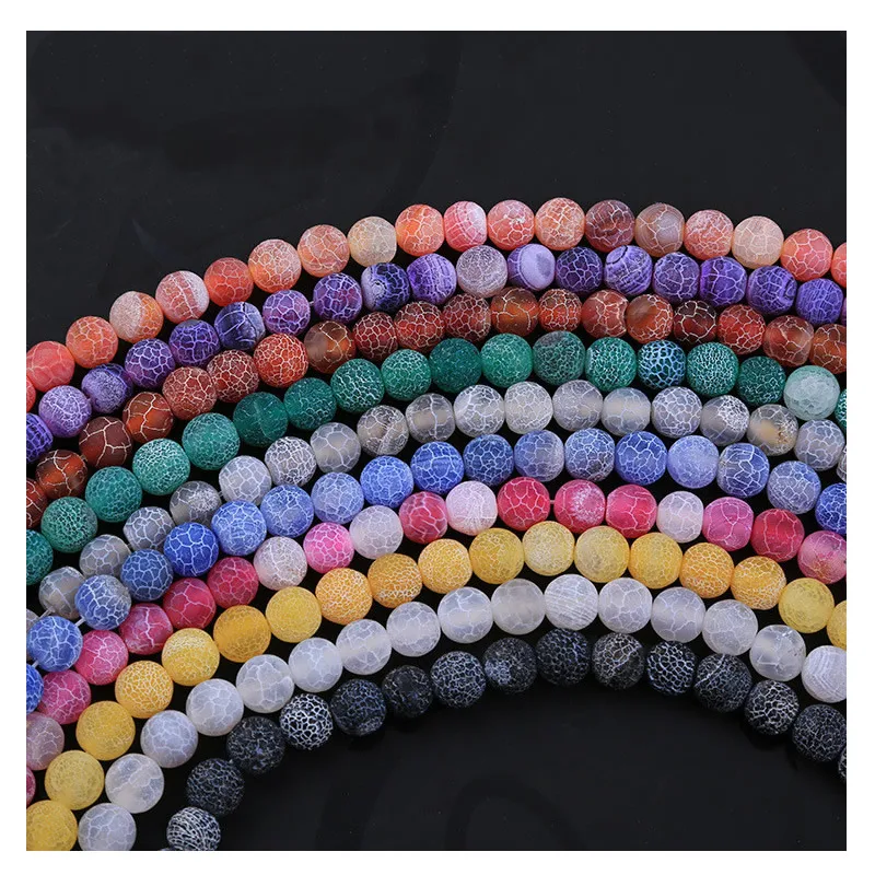 Natural Mysterious Nature Stone Frost Cracked Dream Fire Dragon Veins Agat Beads DIY for jewelry Bracelet Necklace Accessories