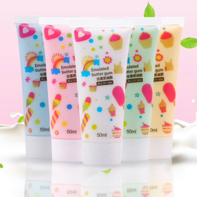 2 pezzi 50g crema di simulazione argilla gel adesivo multicolore falso torta montata crema colla custodia per telefono fai da te kit di conchiglie decorazioni per la casa fatte a mano