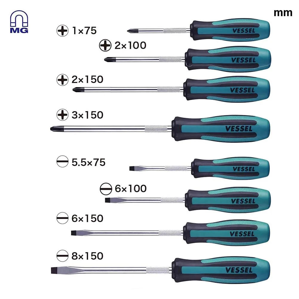 

Japan JIS Vessel No.900 MEGADORA Standard Screwdriver JAWSfIT Tip