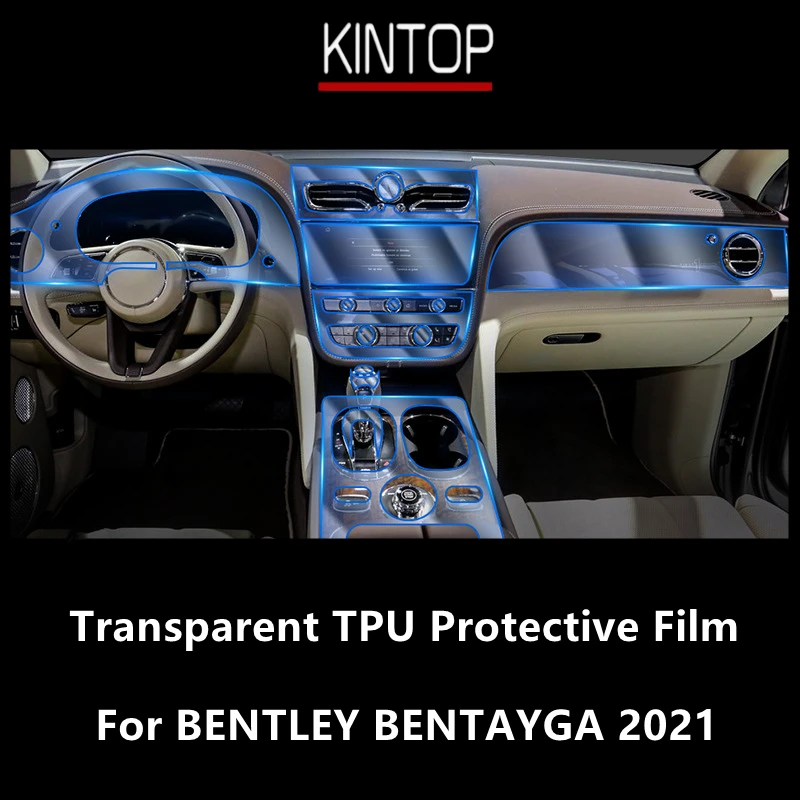 For BENTLEY BENTAYGA 2021 Car Interior Center Console Transparent TPU Protective Film Anti-scratch Repair Film Accessories Refit