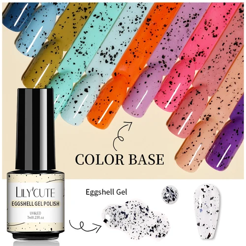 Imagen 2 del producto LILYCUTE-esmalte de uñas de Gel de cáscara de huevo, Material blanco y negro, barniz semipermanente de otoño con cualquier Color, Gel para remojar, manicura UV, 7ML
