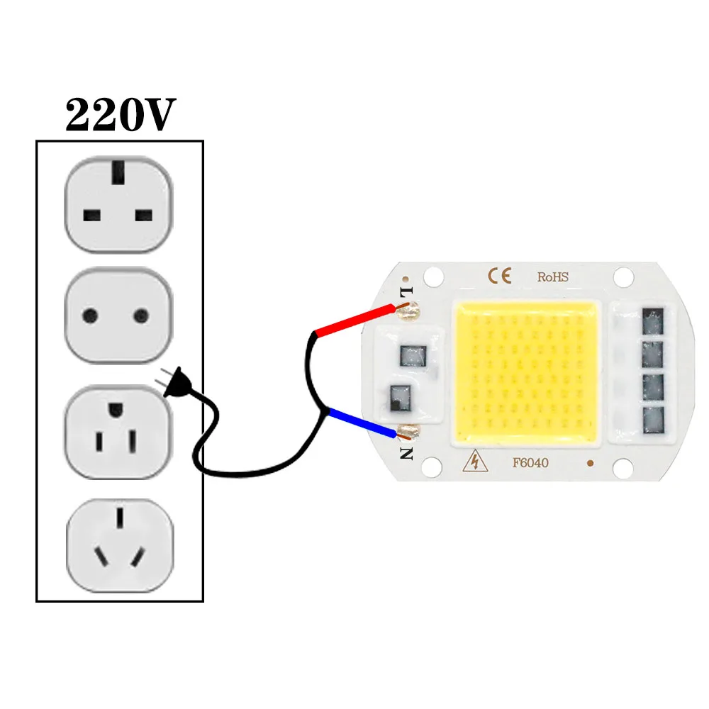 Chip LED COB AC220V 50W 10W 20W 30W Nie ma potrzeby sterownika do światła halogenowego Reflektor Lampada Lampa Led Żarówka DIY Oświetlenie Biały