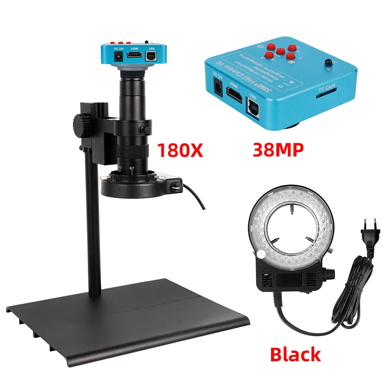 

USB HDMI Digital Video Microscope Camera 48MP 4K Set 180X 130X C-Mount VGA Monocular Microscope For Phone PCB Soldering Repair