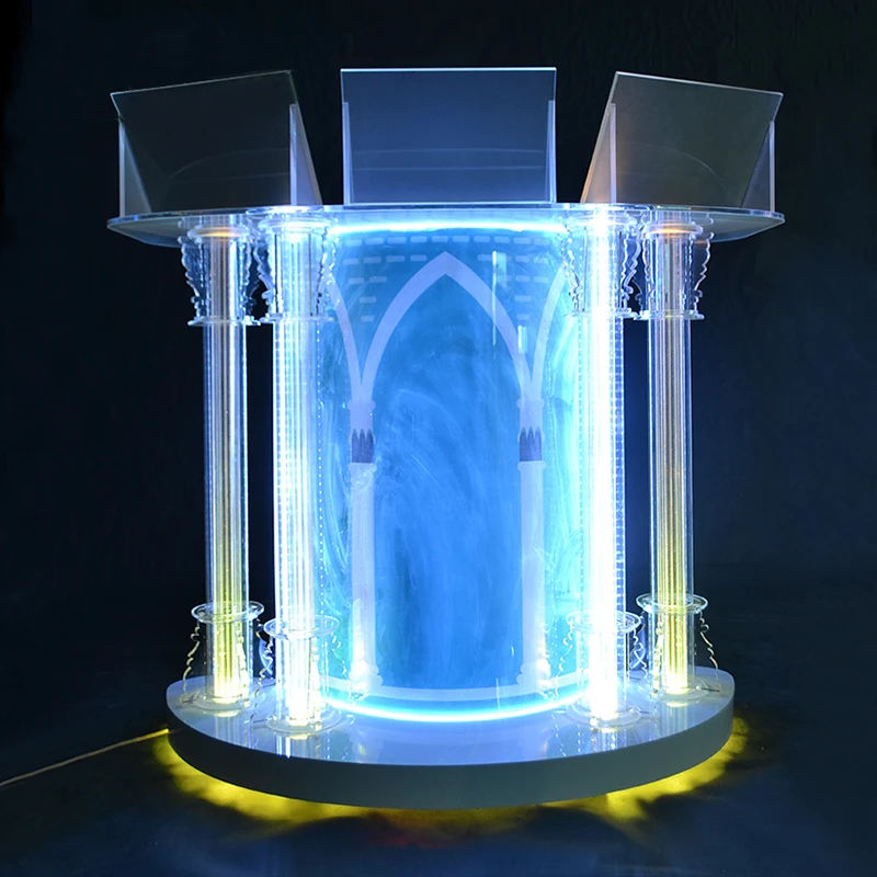 Modern simple platform Transparent acrylic for church High Quality customized podium With LED light