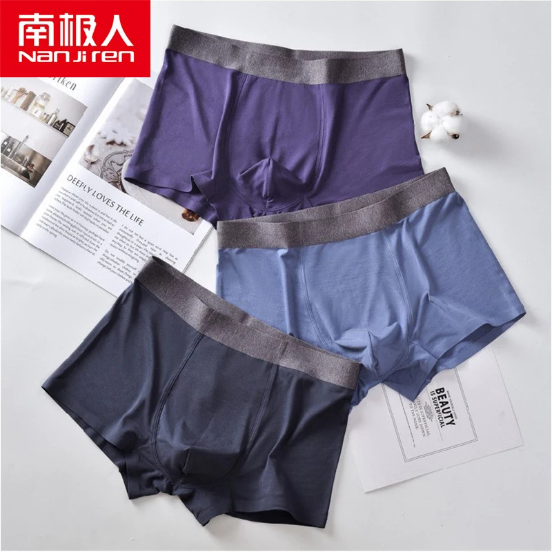 NANJIREN Brand Man Boxer Men Underwear Men Panties Modal seamless underwear men comfortable breathable solid color 3 pcs a lot