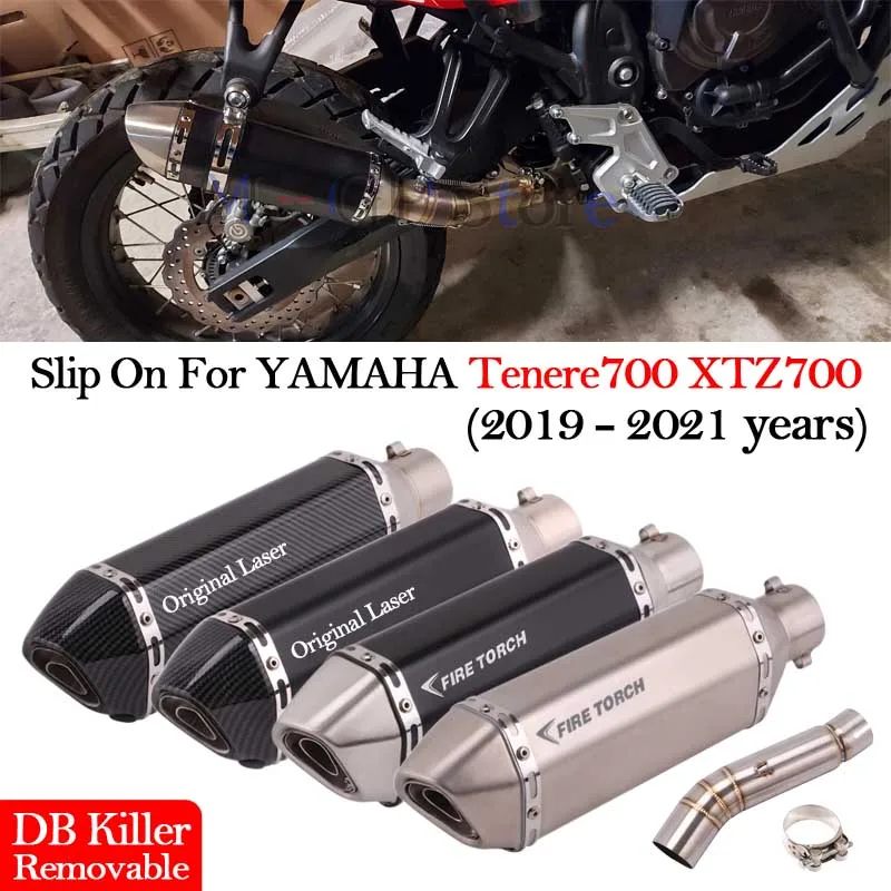 Slip-On For YAMAHA Tenere700 XTZ700 2019 2020 2021 Motorcycle Exhaust Middle Link Pipe Escape Moto DB Killer Silencieux Muffler