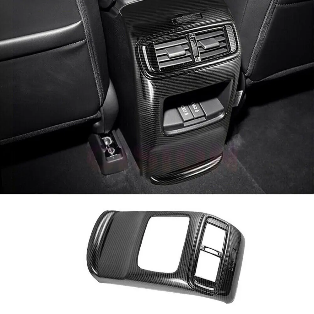 

Carbon Fiber / Peach Wood Rear Air Conditioner Vent Outlet Frame Panel Cover Trim Anti Kick Protector for Honda CRV 2017-2021