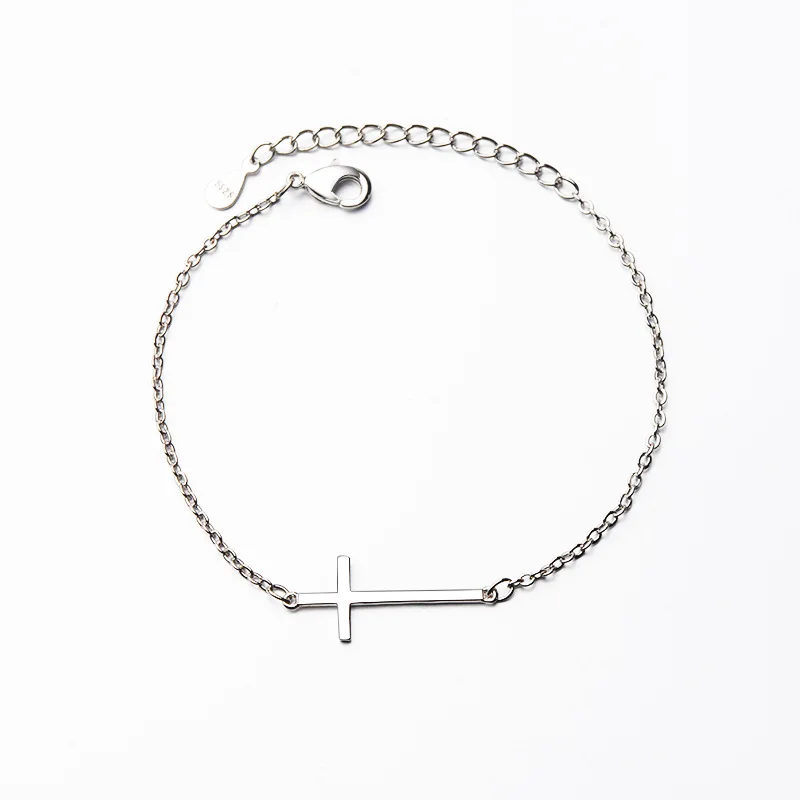 925 Sterling Silver Cross Charm Bracelet For Women Bracelet &Bangle Fashion Jewelry Birthday Party Gift