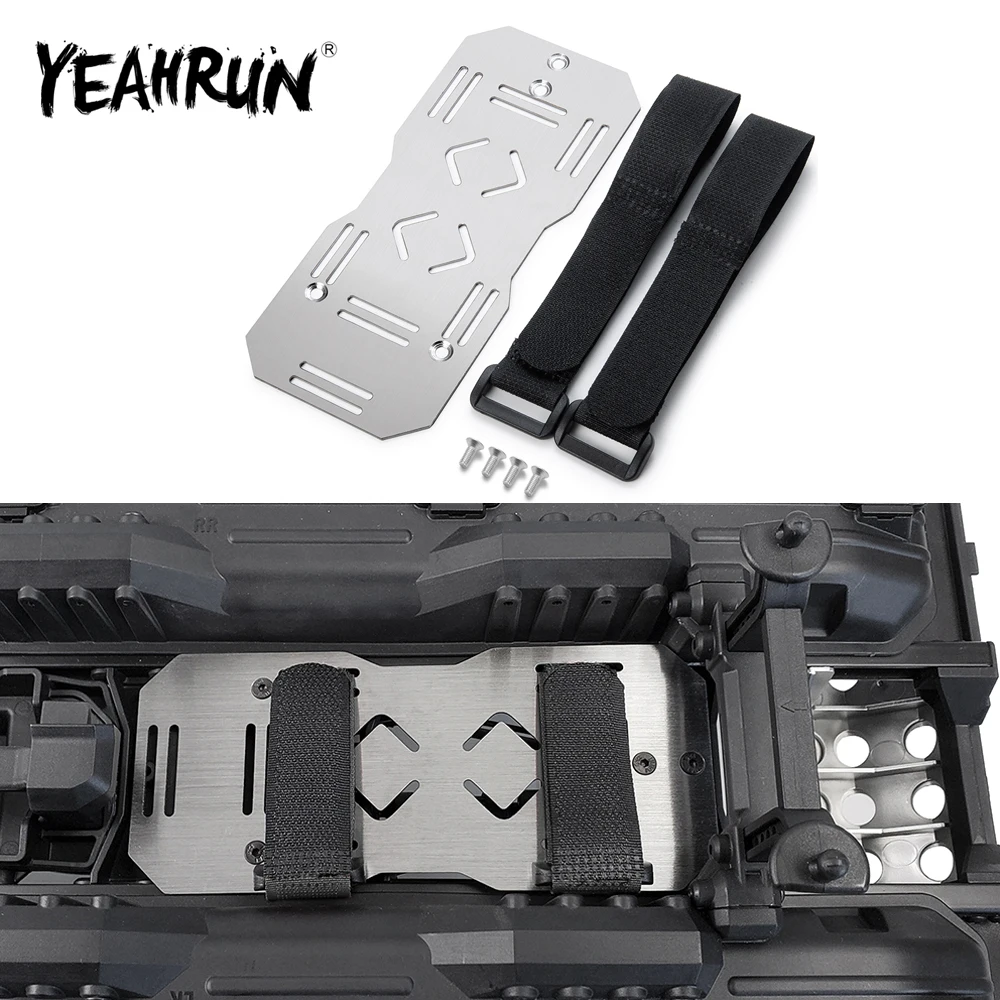 Yeahrun Silber Edelstahl Batterie fach Montage platte mit Krawatte für TRX-6 1/10 RC Crawler Auto Upgrade Teile
