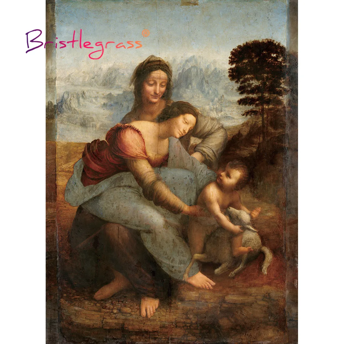 

BRISTLEGRASS Wooden Jigsaw Puzzles 500 1000 Piece Virgin Child with St Anne Leonardo Da Vinci Educational Toy Painting Art Decor