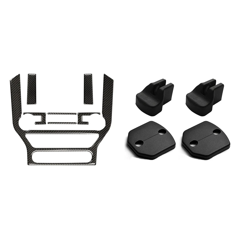 Door Lock Arm Protection Cover Stopper Buckle Cap for Ford Mustang 2015-2020 & Stickers Decals Central Control Panel