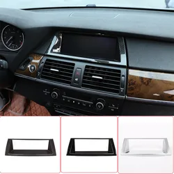 For BMW X5 E70 X6 E71 2008-2013 ABS Carbon Fiber/Black Car Navigation Decorative Frame Trim Sticker Car Accessories