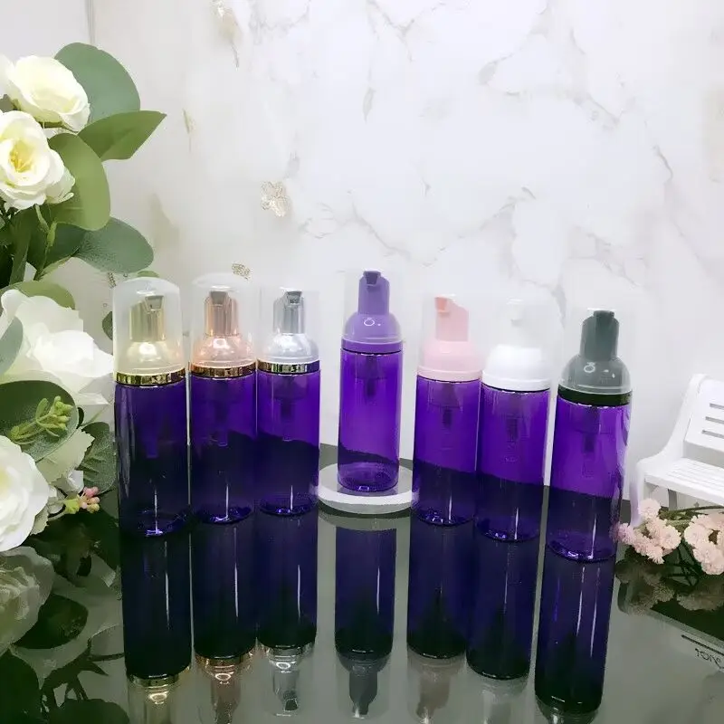 30pcs 2OZ 60ml Purple Foam Pump Bottles Empty Pump Bottle Lotion Shampoo Dispenser With Rose Gold Silver Foam Pump For Sample