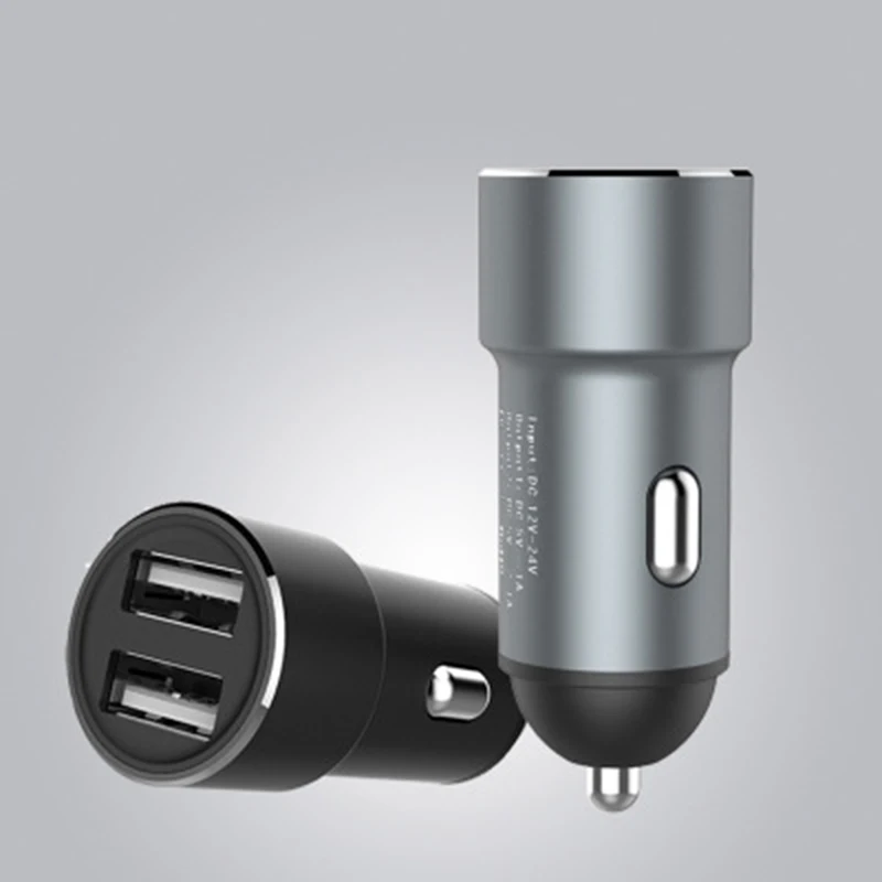 

Metal Car Charger 5V Universal Dual Usb Phone Car-Charger for Xiaomi Huawei Samsung for iPhone XS Max XR 2.4A Fast Charge