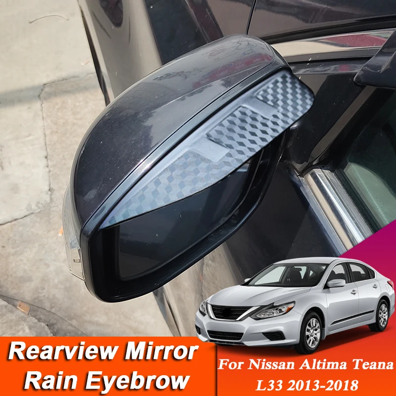 2pcs Car-styling For Nissan Altima Teana L33 2013-2018 Carbon Fiber Rearview Mirror Eyebrow Rain Shield Anti-rain Auto Visor