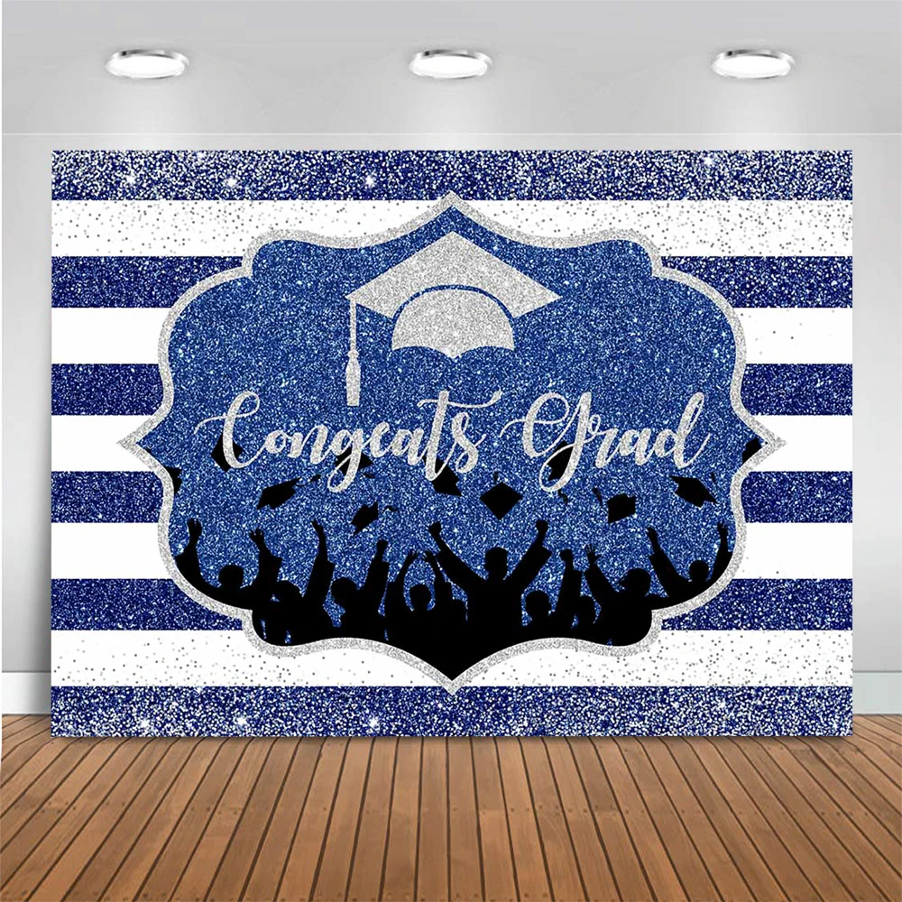 Graduation Student Backdrop College Party Decoration Photography Background Gold Silver Dots Graduate Bachelor Cap Photostudio